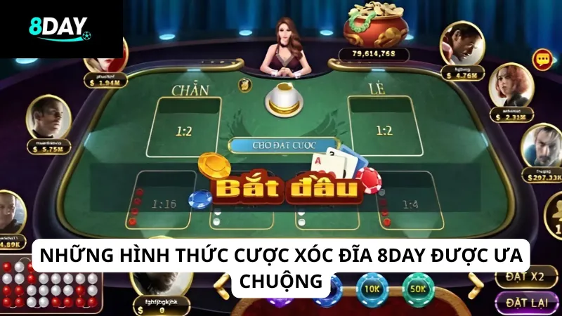 Những hình thức cược xóc đĩa 8DAY được ưa chuộng